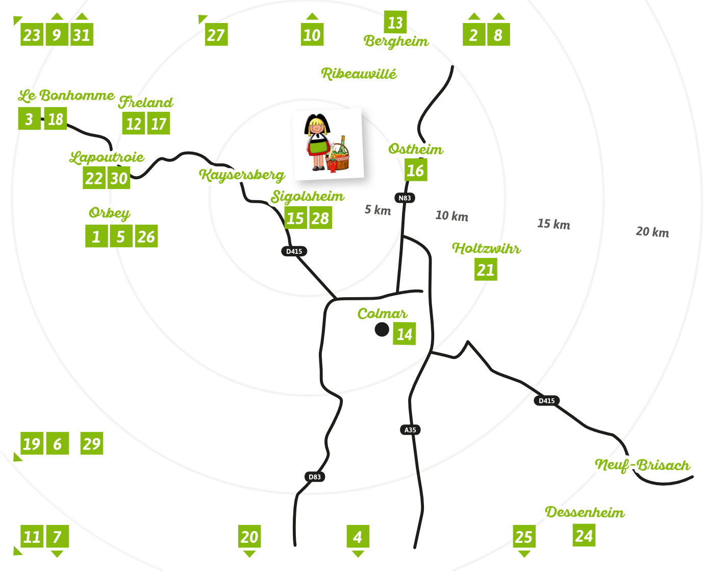 Carte de localisation des producteurs de la ferme Clarisse